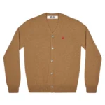 PLAY MEN’S CARDIGAN WITH SMALL RED HEART (BROWN)