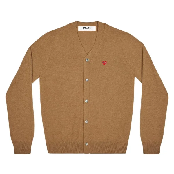 PLAY MEN’S CARDIGAN WITH SMALL RED HEART (BROWN)