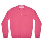 PLAY MEN’S CARDIGAN WITH SMALL RED HEART (PINK)