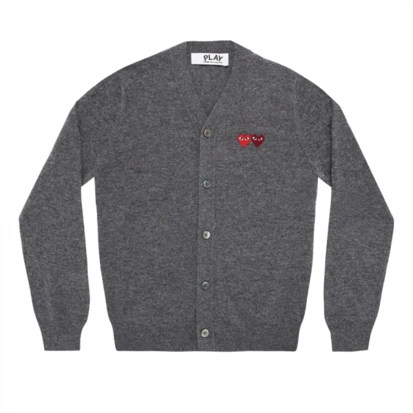 PLAY MEN’S CARDIGAN WITH DOUBLE EMBLEMS GREY