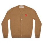 PLAY MEN’S CARDIGAN WITH RED FAMILY HEART (BROWN)