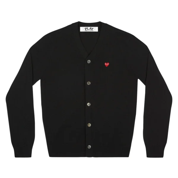 PLAY MEN’S CARDIGAN WITH SMALL RED HEART (BLACK)